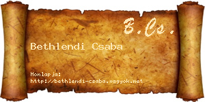 Bethlendi Csaba névjegykártya